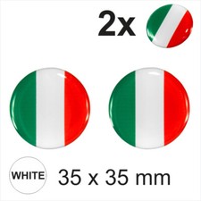 2x 35 mm Diameter Italian Italy Round flag Car Moto Helmet Sticker Domed Gel