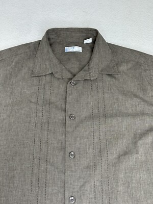 Cafe Luna Mens Button Up Shirt Brown Embroided Size Small. S