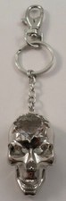 Rhinestone Bling Large Crystal Skull Silver Tone Hinged Jaw Key Chain