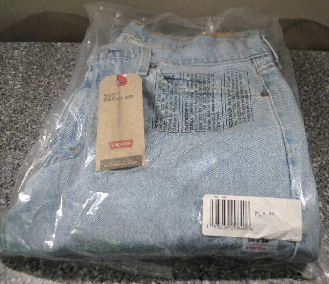 Levi's 505 Regular Fit Straight Leg Jeans 34 x 34 NEW Shooting Star ...