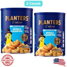 Planters Deluxe Lightly Salted Whole Cashews, 18.25 oz Canister (2 PACK)