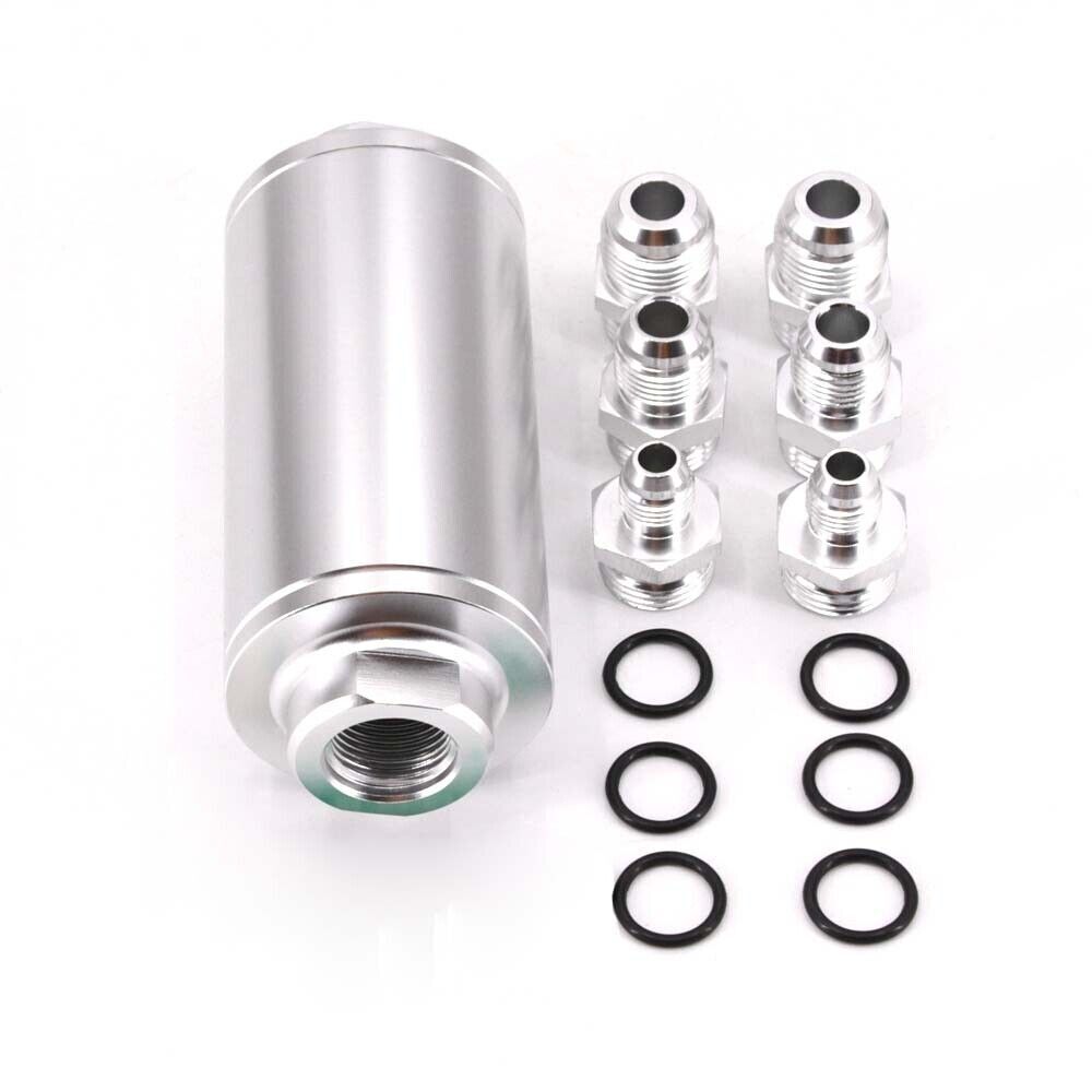 UNIVERSAL SILVER ALUMINUM IN LINE INLINE FUEL OIL FILTER AN6 AN8 AN10 100 Micron - Foto 9