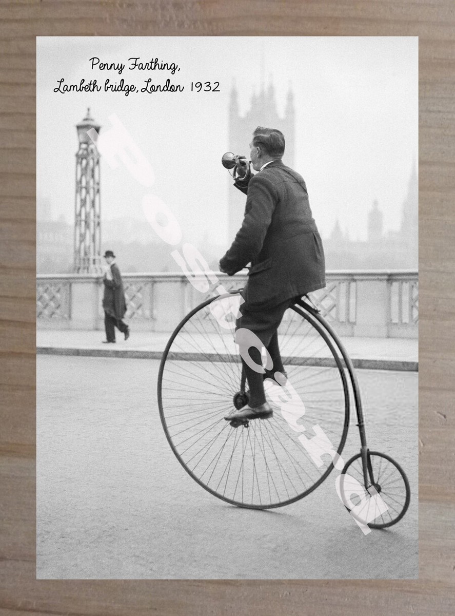 Historic Penny Farthing bicycle, Lambeth bridge,London 1932