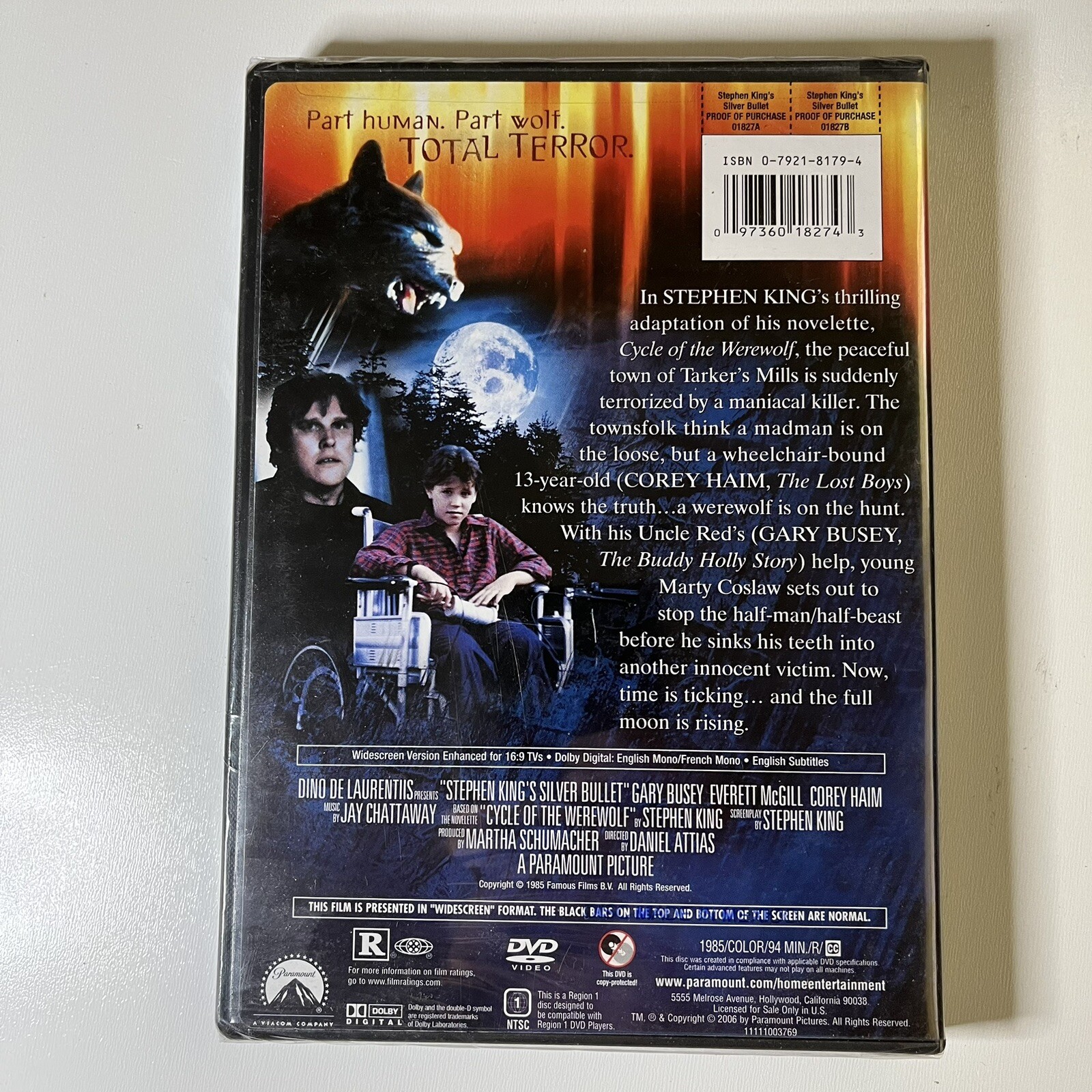 Stephen Kings Silver Bullet Gary Busey, Corey Haim (DVD, 2002) NEW