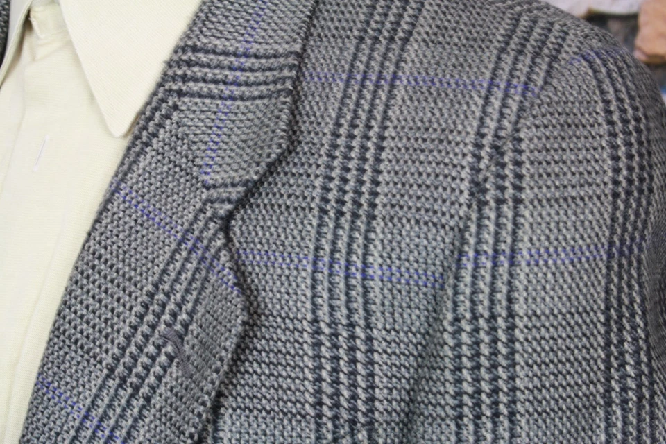 Мужское винтажное спортивное пальто UNGARO UOMO Paris сделано в Италии Glen в клетку без вентиляции 40 - Изображение 3 из 4