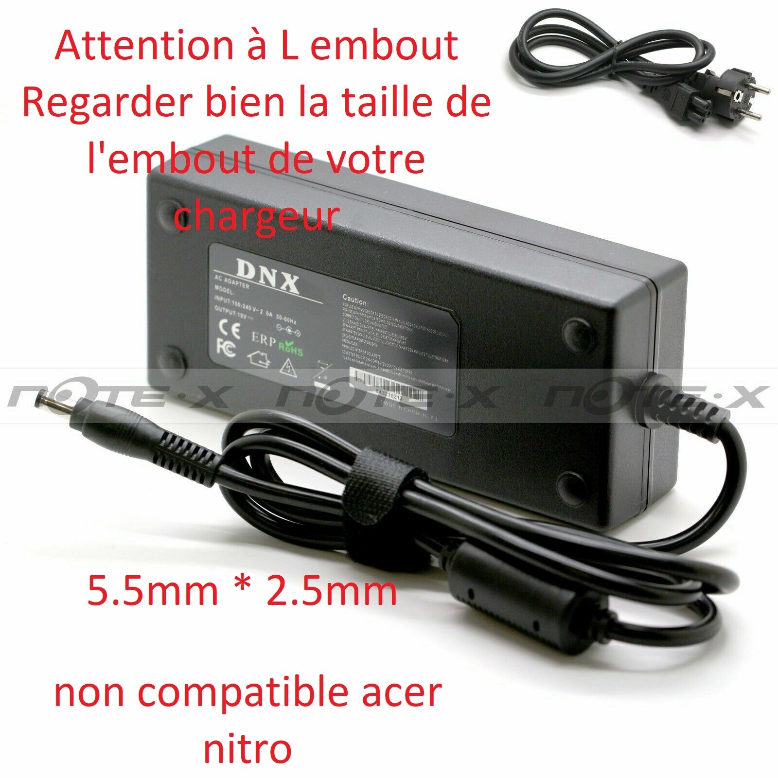 Chargeur Acer 19V 7,1A avec protection contre surtension pour modèle 2600
