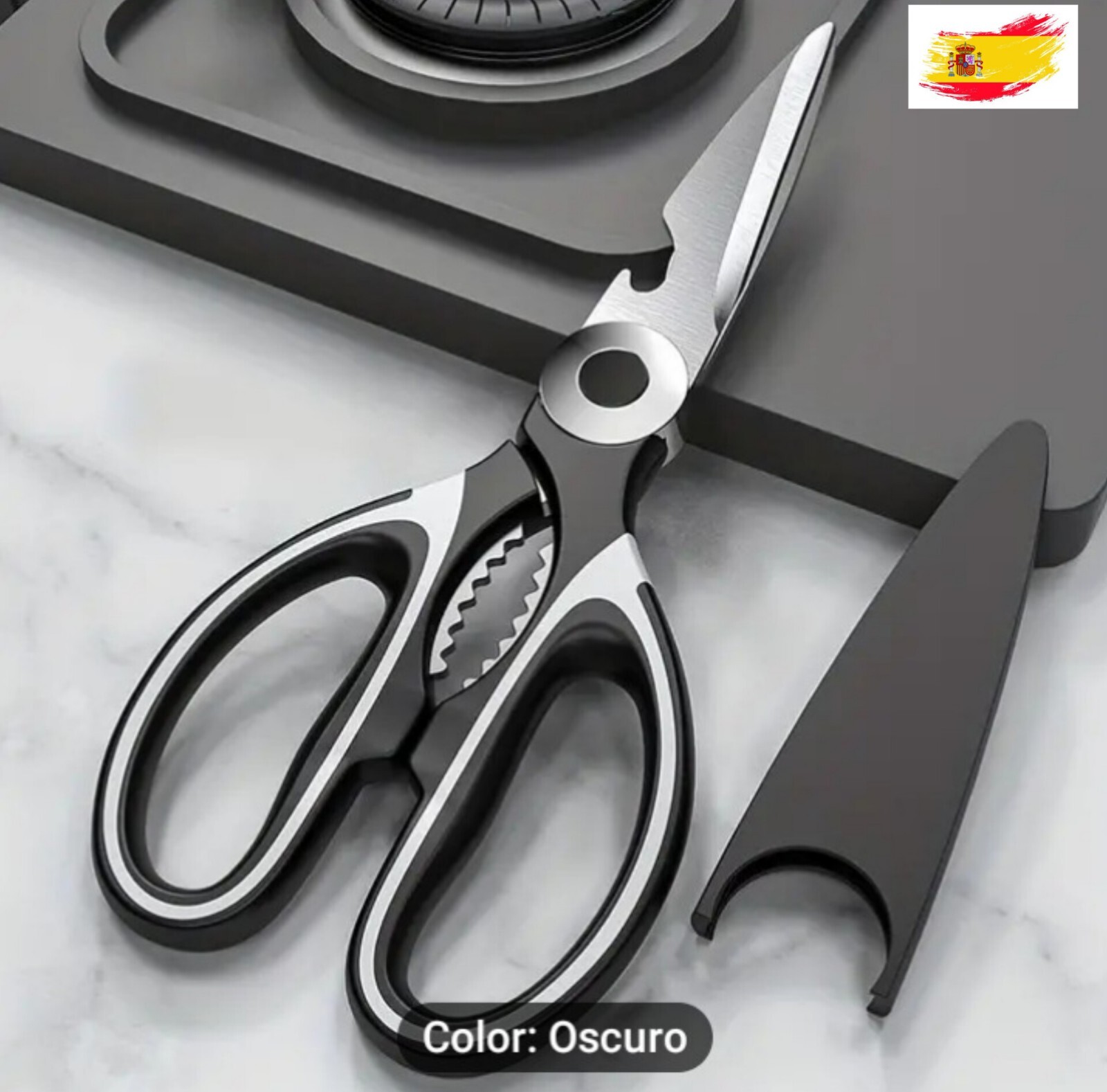 TIJERAS DE COCINA DE ACERO INOXIDABLE MULTIFUNCIONAL CON ESTUCHE PROTECTOR
