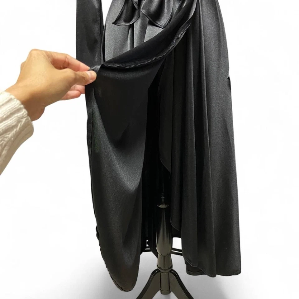 Maxi Vestido de Noche Largo Elegante Drapeado Satinado Negro De Colección Raoul Talla 10 Talla 2 Foto 4 de 4