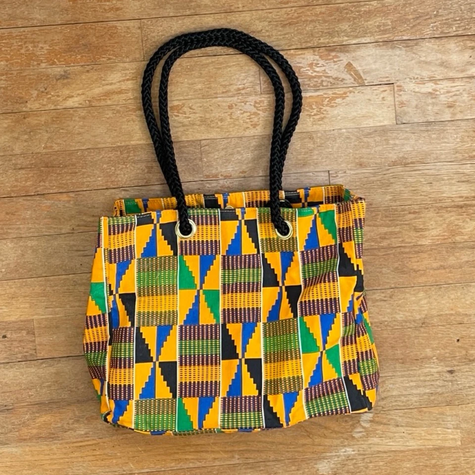 Bolso de Mano Vintage Bolso con Asa Superior con Cremallera Bolso de Maquillaje Tribal África Estampado Forrado Foto 2 de 4