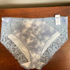SOMA Blue Clouds Lace High Leg Brief Panties SIZE XL Sensuous Second Skin