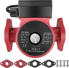 1/8HP 3 Speed Circulating Pump Use w/Outdoor Furnaces,Hot water heat,Solar,115V