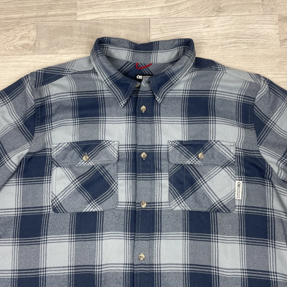 Outdoor Research Flannel Shirt Men's XXL Feedback Midweight Blue soft warm - Image 2 of 4