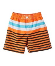 NWT BOYS size 6 ORANGE, BLACK WHITE STRIPED SWIM TRUNKS