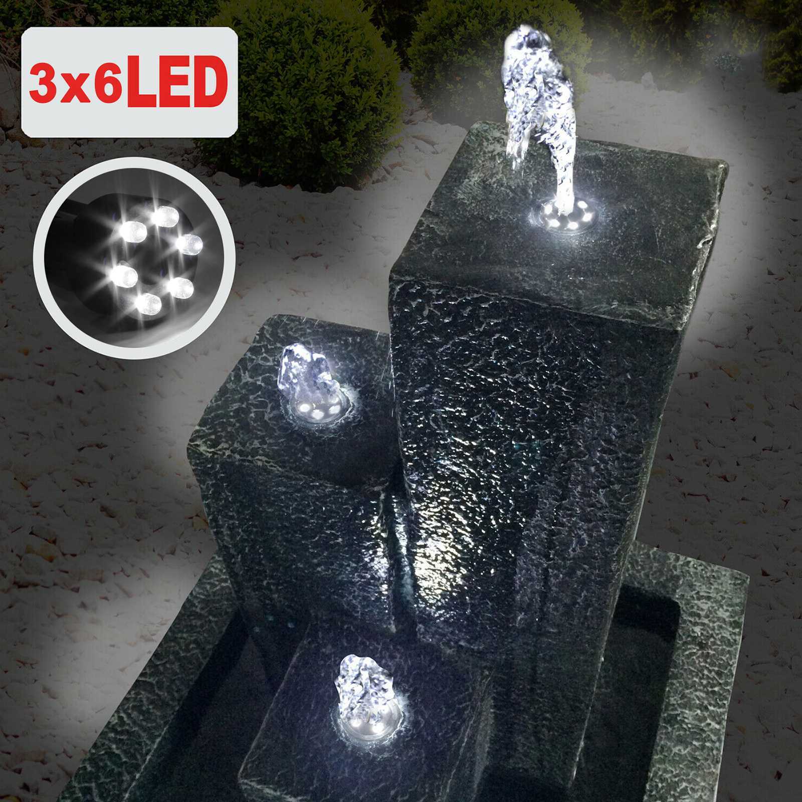 Springbrunnen Pumpe mit 3x LED Beleuchtung Komplett