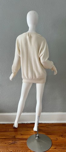 Vintage 80s White Bejeweled ANGORA Oversized WOOL Sweater Top M/L - Picture 15 of 15