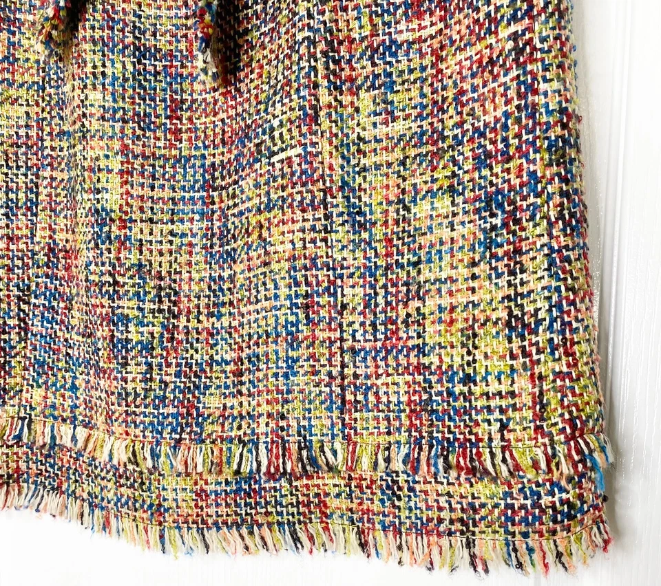 Falda OSCAR DE LA RENTA Arco Iris Tweed Flecos Pajarita Cintura Cremallera Acrílico Lana 12 Foto 3 de 4