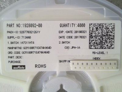 50 x Keramikkondensator - 0,47 µF - 25 V - 10% - X7R - 0603 -  NEU