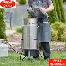 50 Qt. Stainless Steel Pot Outdoor Propane Seafood Crab Shrimp Boil Steamer Kit 