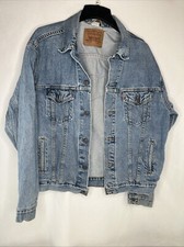 Men s Vintage Large Levi Strauss Blue Jean Jacket With Harley Davidson Patch