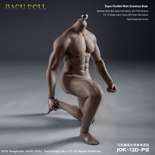 JIAOU DOLL 1/6 Scale Strong Male Skeleton Seamless Black Skin Muscle Figure Body