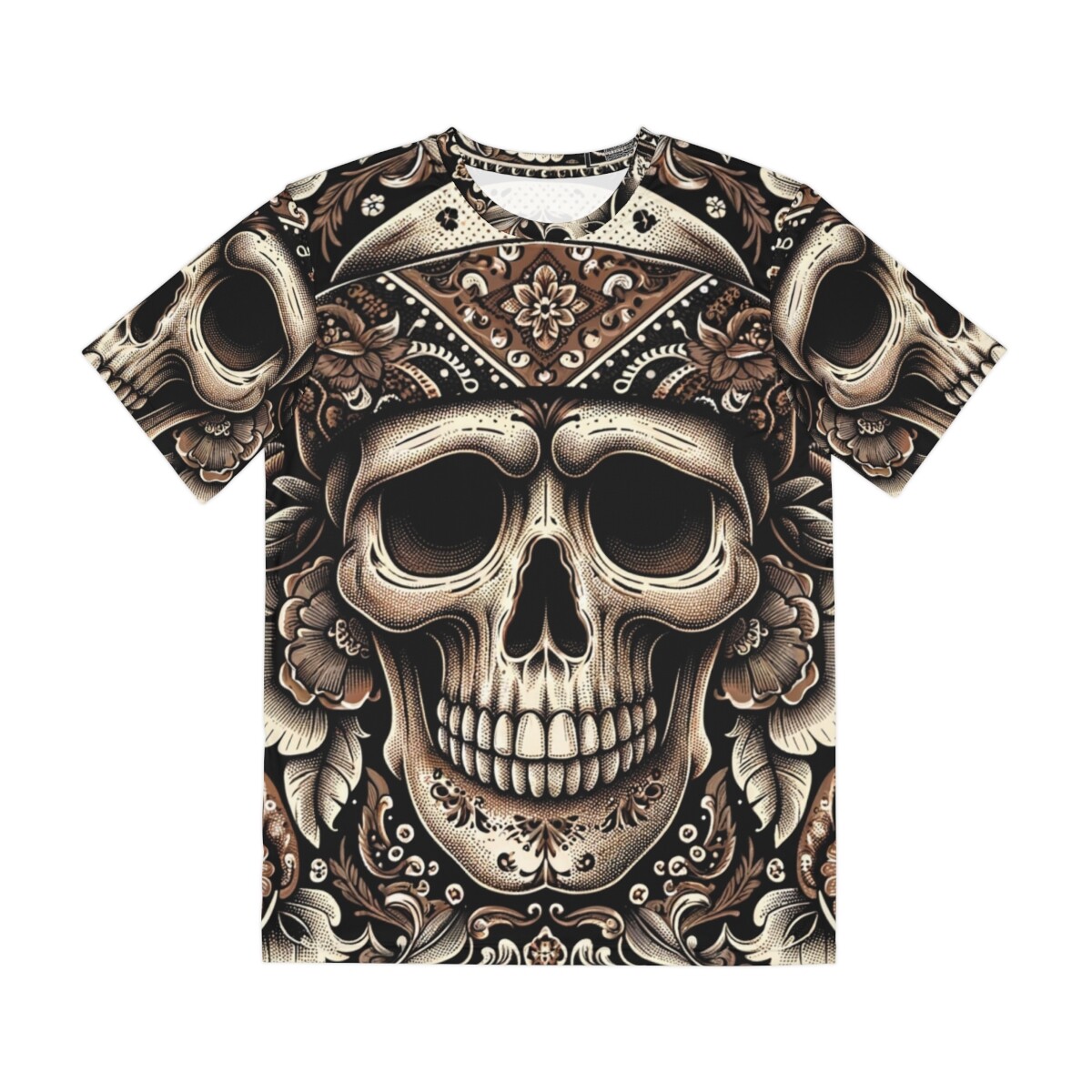 All Over Print T Shirt Skull Bandana Pattern Paisley Gangster