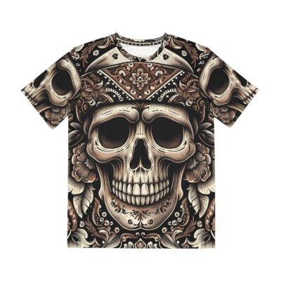 All Over Print T Shirt Skull Bandana Pattern Paisley Gangster