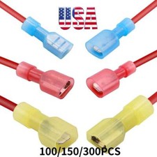 100/300PCS Spade Wire Electrical Crimp Terminal Nylon Fully Insulated Connector