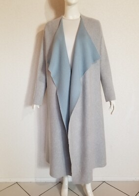 Katag wunderschöner super weicher 100% Kaschmir X- Long Strickmantel Blau