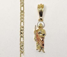 Collar de cadena Chapado en Oro Delicado Saint Jude 3 mm Oro San Judas Mini Dije Cadena