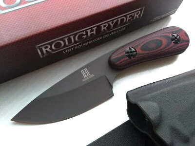 ROUGH RIDER Red G10 Horizontal Conceal Carry Full Tang Fixed Blade Knife Kydex Sheath Small