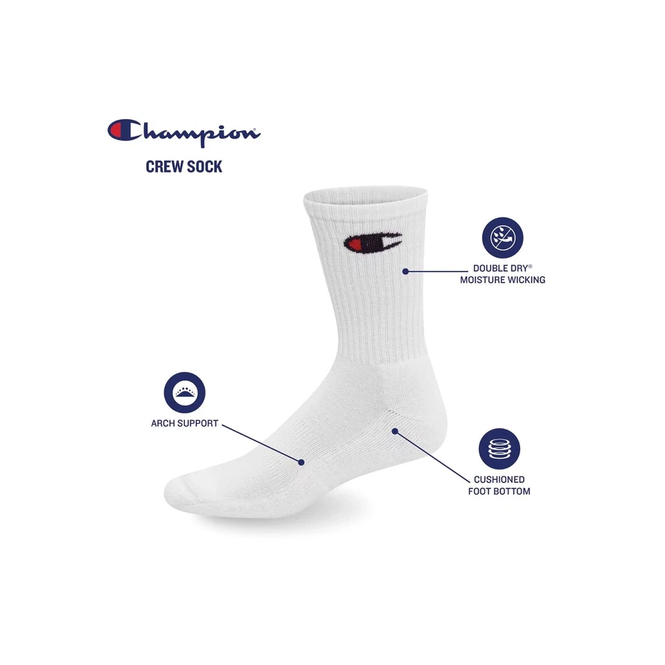 Champion® Hombre 6 Pares Calcetines Tobillo " DOBLE SECO~SOPORTE ARCO~ACOLCHADO" ¡NUEVO!! Foto 3 de 4
