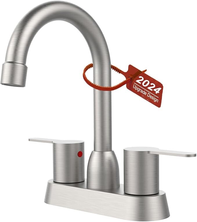Bathroom Faucet Brushed Nickel 2 Handle 360° High Arc 3 Holes
