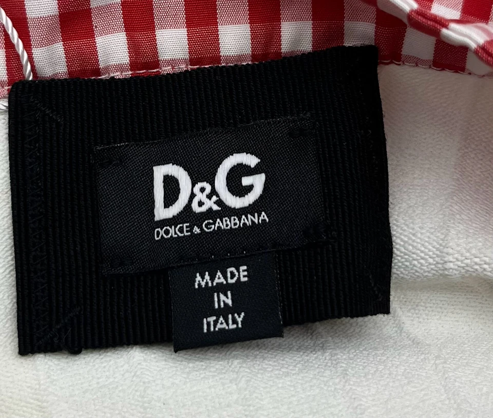 Mini Vestido D&G Dolce&Gabbana Rojo/Blanco Estampado Picnic Cuello Halter Ajuste + Acampanado talla 40 Foto 4 de 4