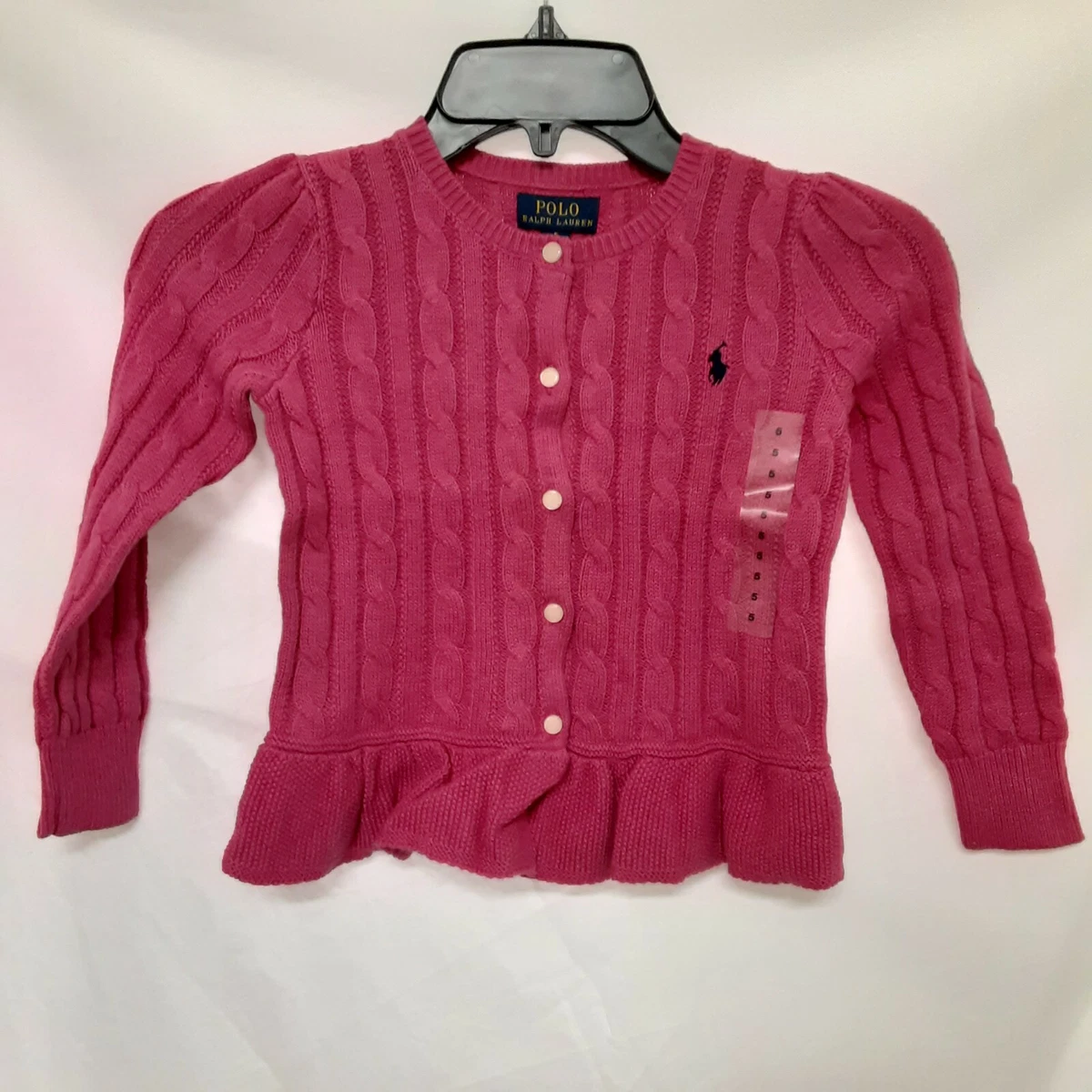 Polo Ralph Lauren Sweater Kids Size 5 Cable Cotton Peplum Cardigan