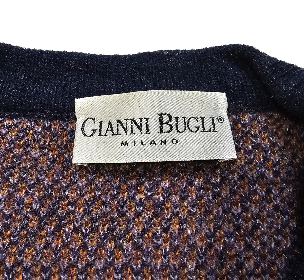 トップス GIANNI BUGLI Knit Polo Made in Italy Gianni Bugli Milano Sweater Men's Purple Wool Sweatshirt