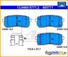 Brake pad set, disc brake ATE 13.0460-5771.2 for Kia