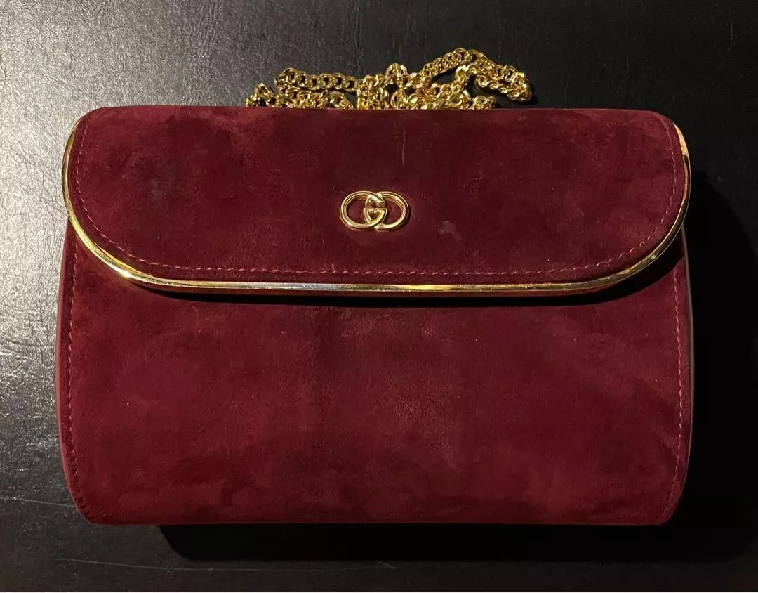 Sac bandoulière chaîne logo GUCCI GG cuir velours vintage livraison gratuite de JPN.