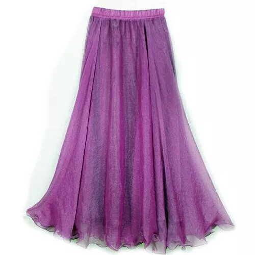 Damen Lange Röcke Hohe Taille Weiß Chiffon Sommer Boho Maxirock Strand Volant - Bild 12 von 40