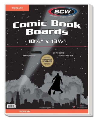 New (100 ct) BCW Treasury Comic Book Backing Boards- 10 ¼'' x 13 ½''  Acid Free