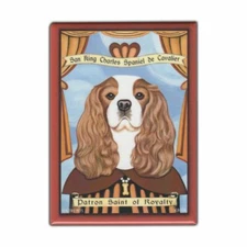 Retro Pets Magnet, Patron Saint, Cavalier King Charles Spaniel Dog, 2.5" x 3.5"
