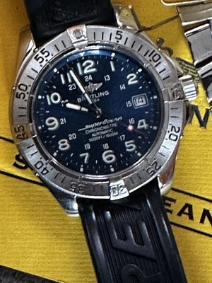 Breitling SuperOcean Chronometre Automatic Blue Dial Rubber Steel Box Papers