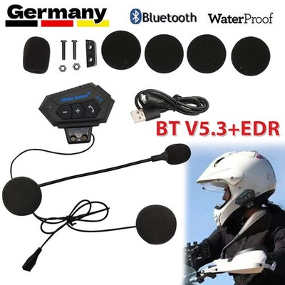 Bluetooth 5.3 EDR Motorrad Helm Headset Freisprechanlage 32h Akkulaufzeit