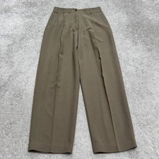 Wikes Bashford Herringbone Wool High Rise Dress Pants Trousers Womens 10 Brown