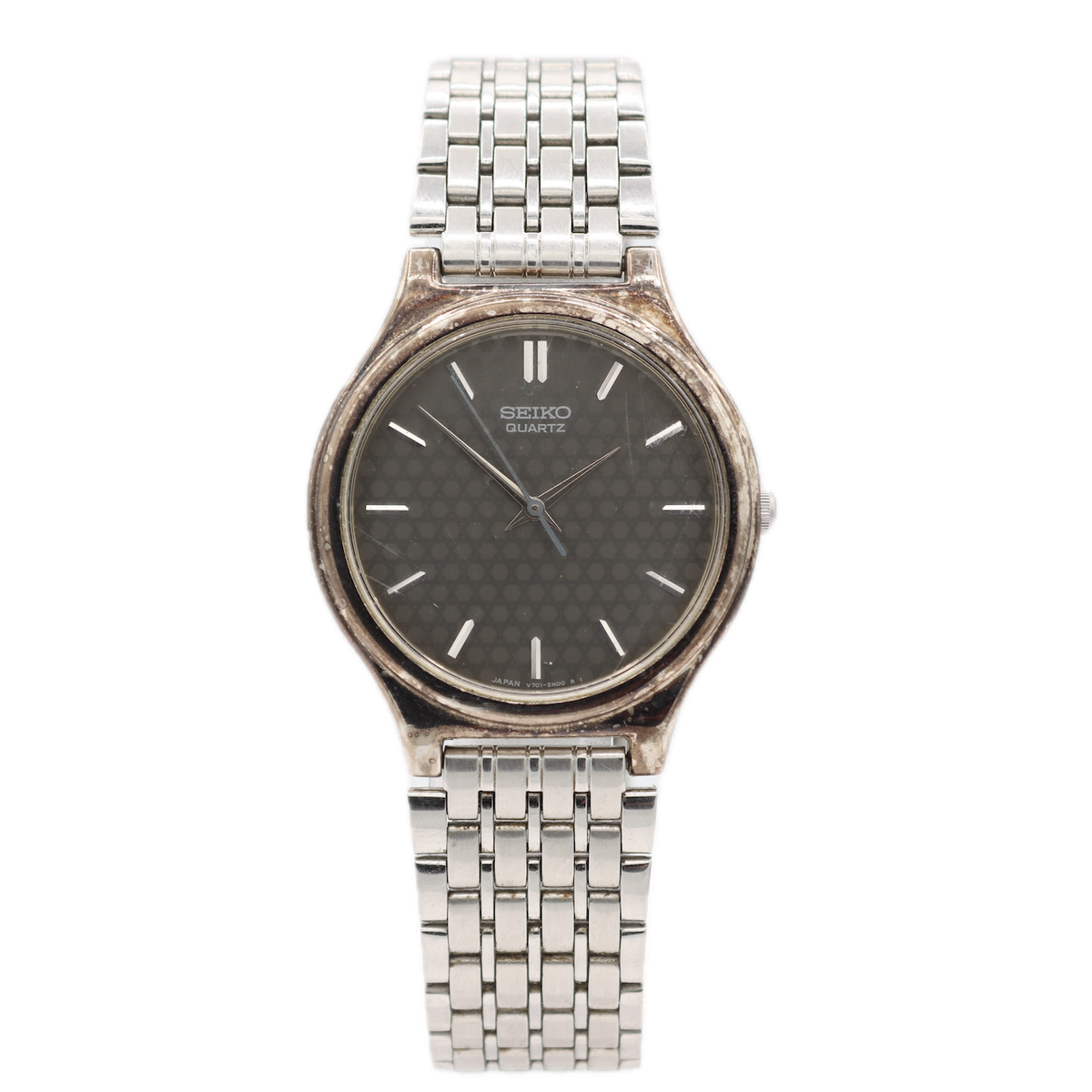 Vintage Seiko V701-1P70 Honeycomb Dial Men's Quartz Wristwatch