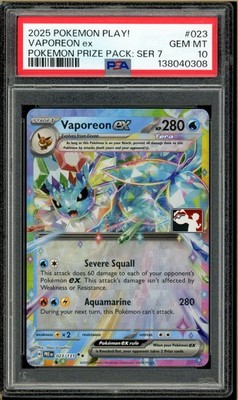 Pokémon - Vaporeon ex, Prize Pack Serie 7 #023 PSA 10 | eBay