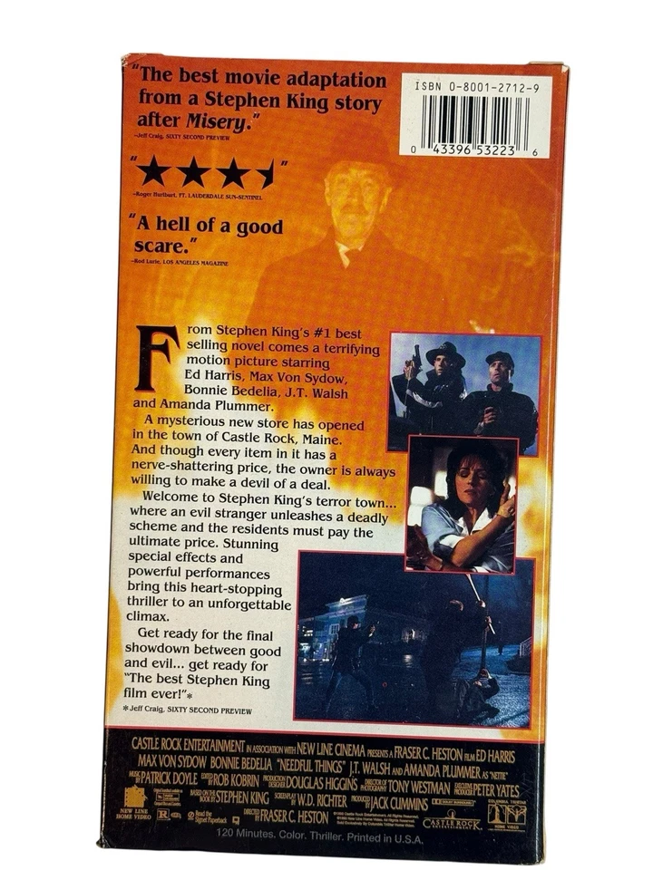 Needful Things VHS Ed Harris Stephen King Horror Movie - Image 2 of 3