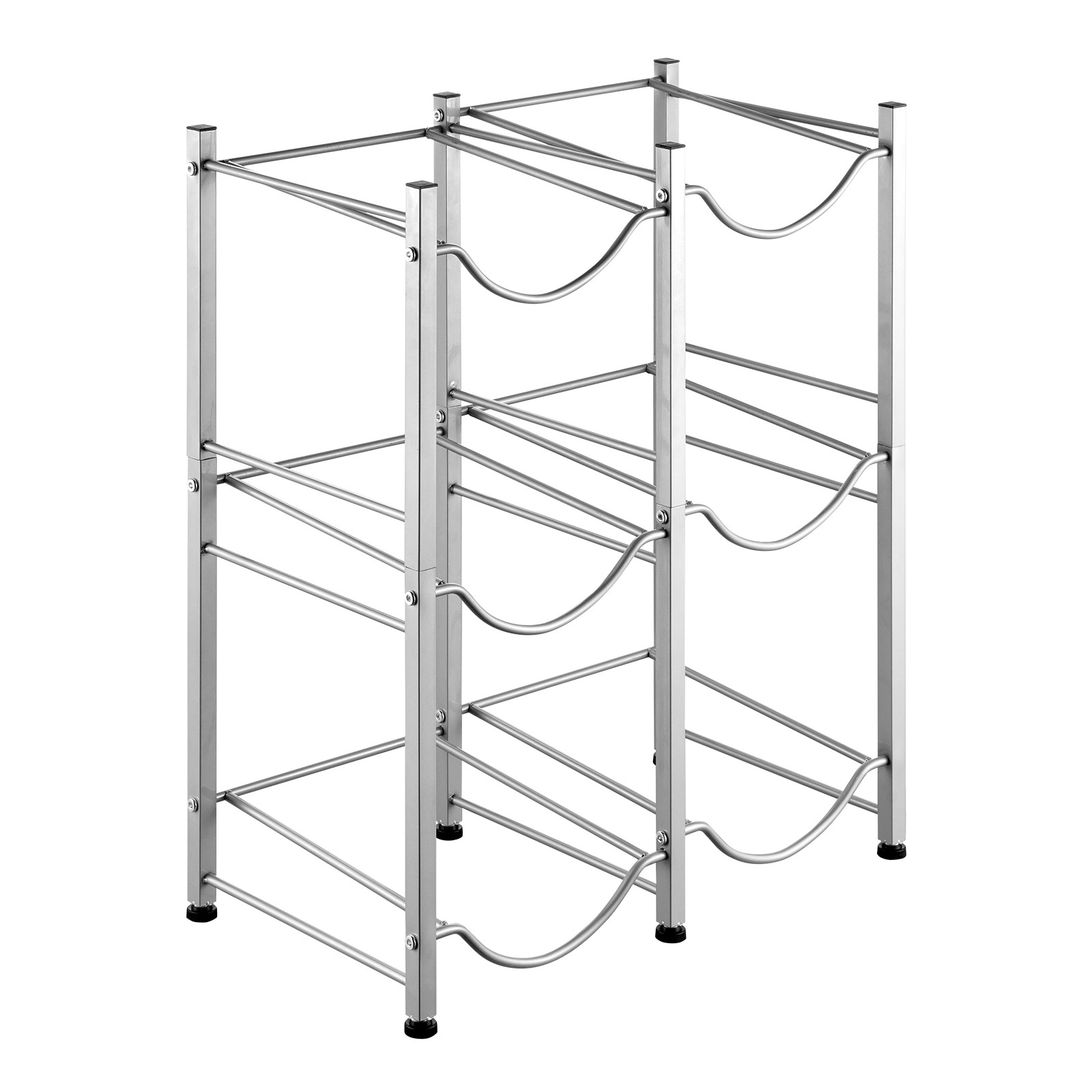 Uimoso 3-Tier Water Jug Holder Double Row Water Bottle Rack for 6 Bottles Silver