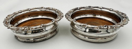 PAIR BOTTLE COASTERS GEORGE IV OLD SHEFFIELD PLATE c1820 T & J Creswick - Picture 4 of 11