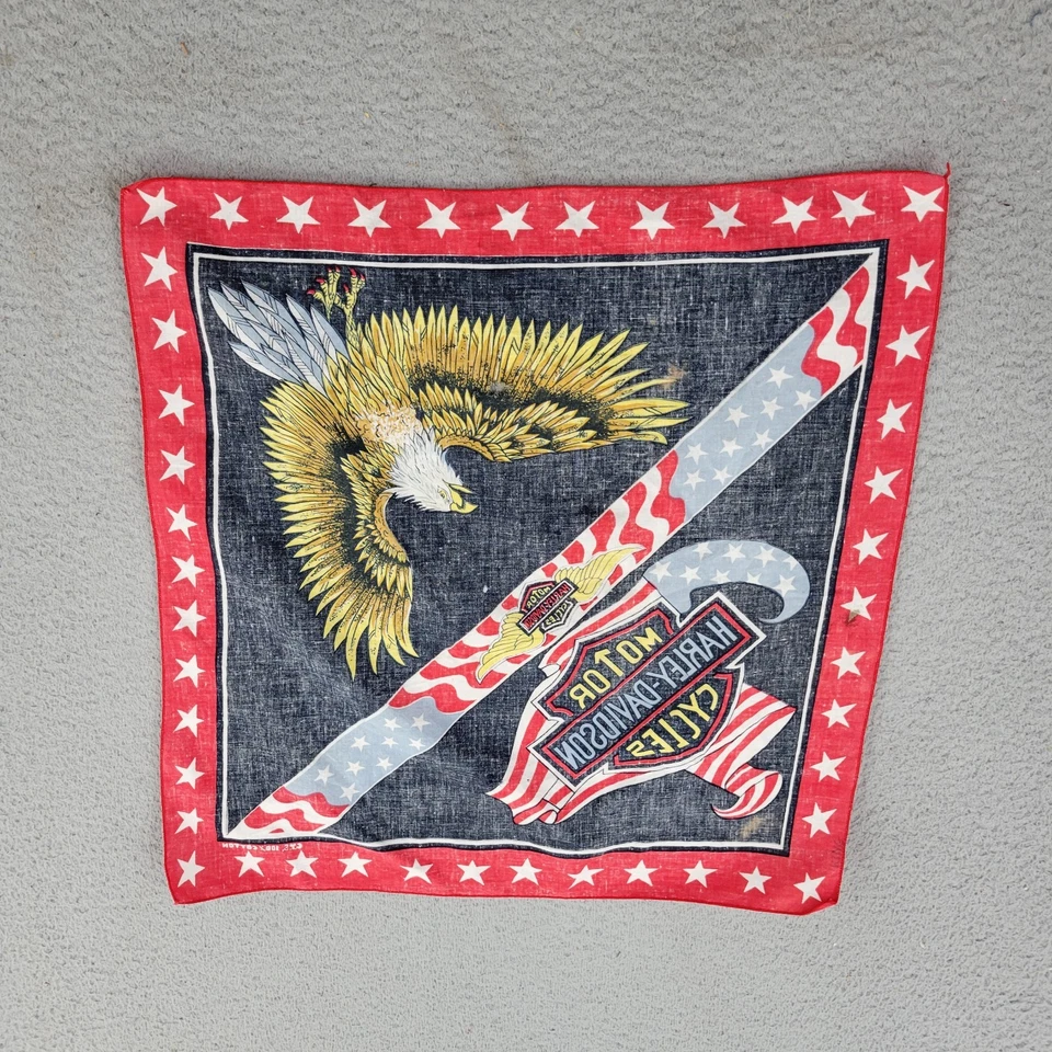 Harley Davidson De Colección Bandana Hombres Bufanda Águila Bandera EE. UU. Gráfico Algodón Foto 2 de 4