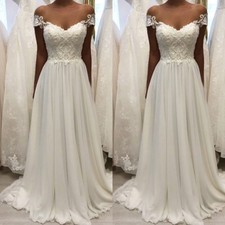 Elegant Chiffon Wedding Dresses Off The Shoulder White Ivory Bridal Gowns